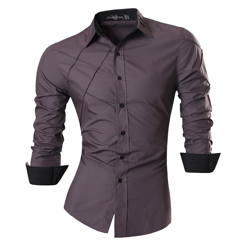 jeansian Features Shirts Casual Long Sleeve Casual Shirts Zipper Decoration (No Pockets) Z015