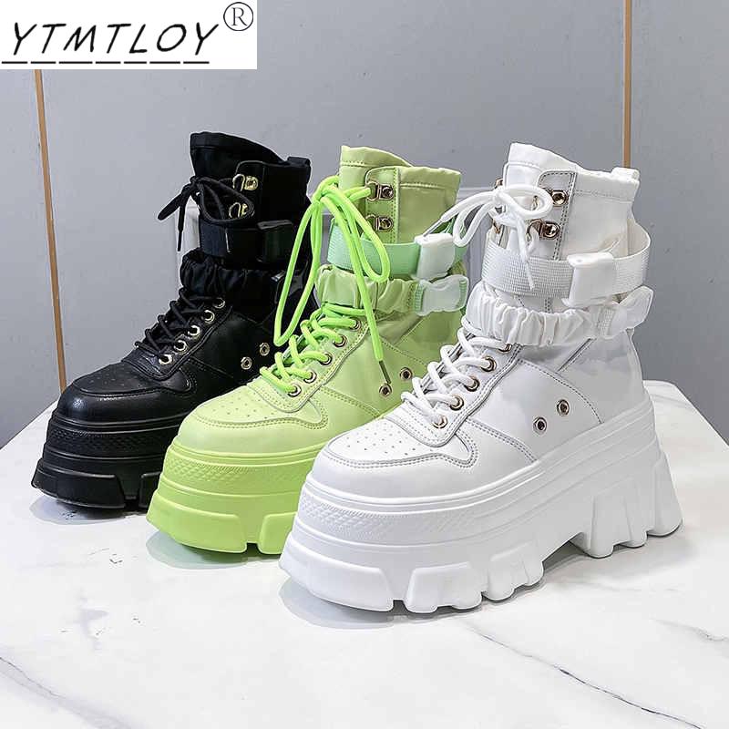 Height-increasing Thick-soled Boots Wedge Heel Lace-up Decorative Shoes Fashion Winter  Boots