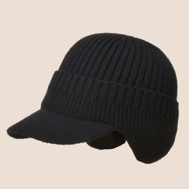 Winter Knitted Hat Outdoor Cycling Ear Protection Warmth Peaked Cap Casual Fashion Sunhat Bomber Hats