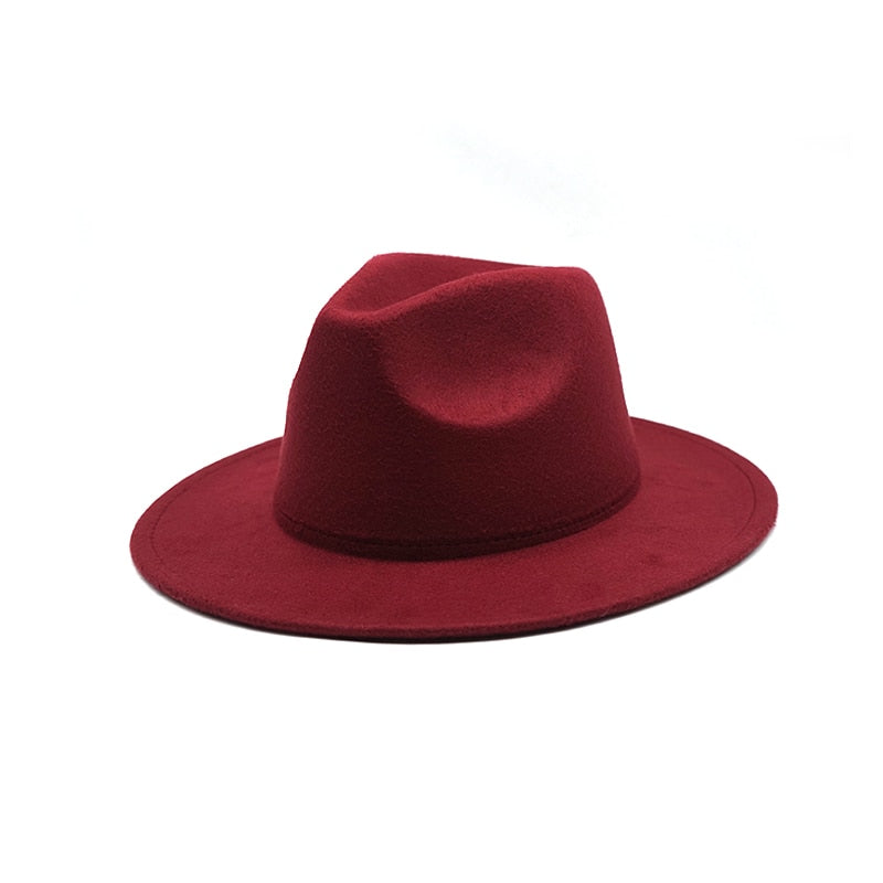 Autumn / Winter Felt Hat,  Fedora Big Brim Hats British Style, Vintage Hat Flat Brim, Jazz Hat