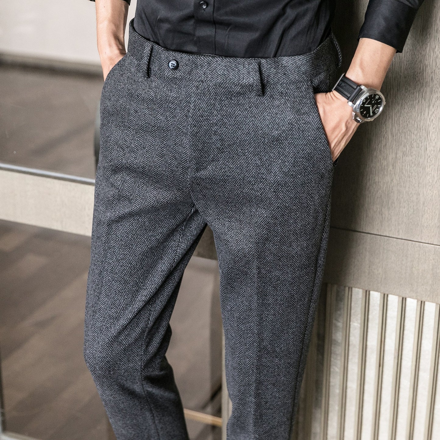 ICPANS Woolen Office Suit Pants Slim British Style Wool Business Formal Dress Trousers