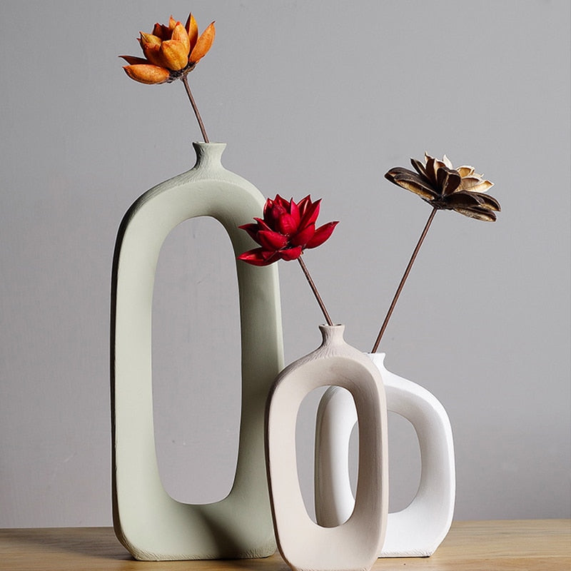 Brushed Ceramic Vase, Vintage Nordic Style Home Decoration Vase,  Table Decor Ornaments Dried Flower Vase, Flower Vases - Home Decor