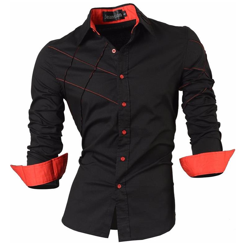 jeansian Features Shirts Casual Long Sleeve Casual Shirts Zipper Decoration (No Pockets) Z015