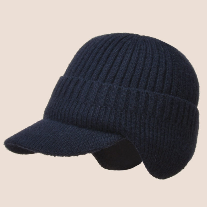 Winter Knitted Hat Outdoor Cycling Ear Protection Warmth Peaked Cap Casual Fashion Sunhat Bomber Hats