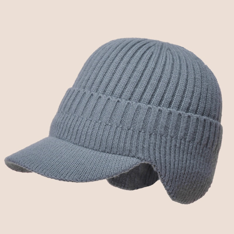 Winter Knitted Hat Outdoor Cycling Ear Protection Warmth Peaked Cap Casual Fashion Sunhat Bomber Hats