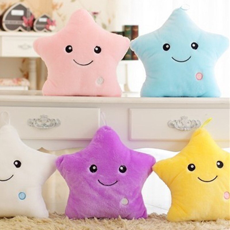 Luminous Pillow Star Shape Soft Cute Plush Stuffed Cushion Colorful Glowing Children Birthday Toy Gift Cartoon Doll Throw Pillow