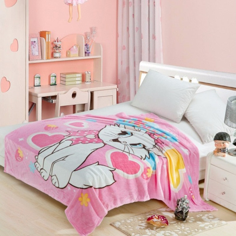 Disney Marie Cat Coral Fleece Fuzzy Blankets on Bed/Sofa Air Condition Sleeping Cover Bedding Throws Bedsheet for Kids