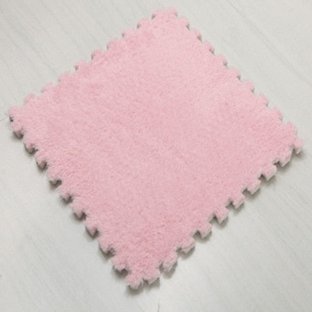 10/28 Pcs Foldable Carpets Living Room Plush Soft Climbing Cappet Rug Split Joint Bath Room Anti-skid Rugs Pink Shaggy Area Rug