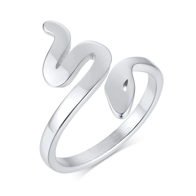 Fashion Snake Shape Ring Stainless Steel Jewelry Gold Color Bague Serpent RingsCute Party Jewelry