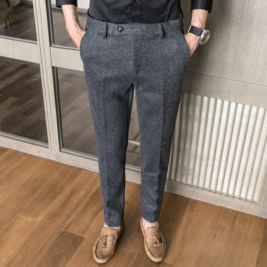 ICPANS Woolen Office Suit Pants Slim British Style Wool Business Formal Dress Trousers