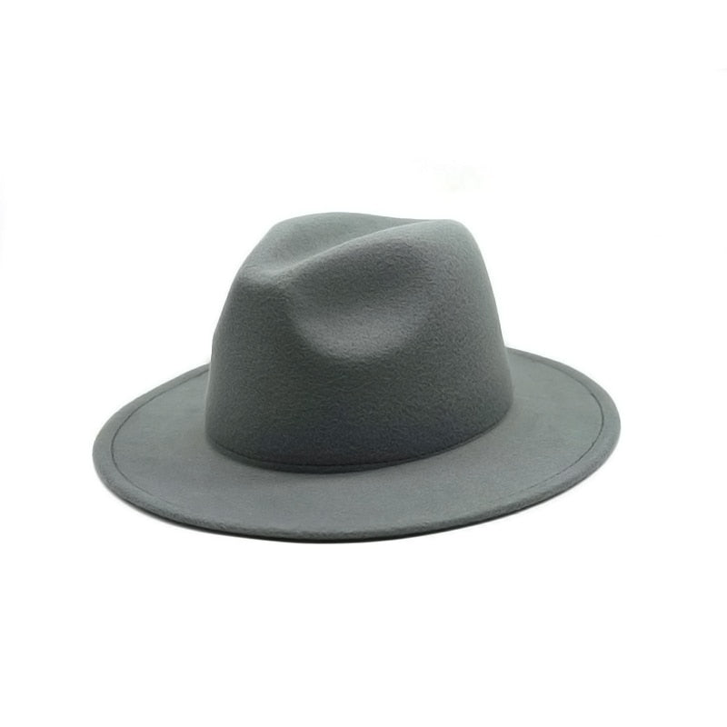 Autumn / Winter Felt Hat,  Fedora Big Brim Hats British Style, Vintage Hat Flat Brim, Jazz Hat