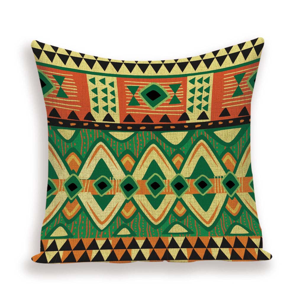 African Style Cushion Cover,  African Style Pillow Case Linen Print Color Cloth for Sofa Throw Pillows