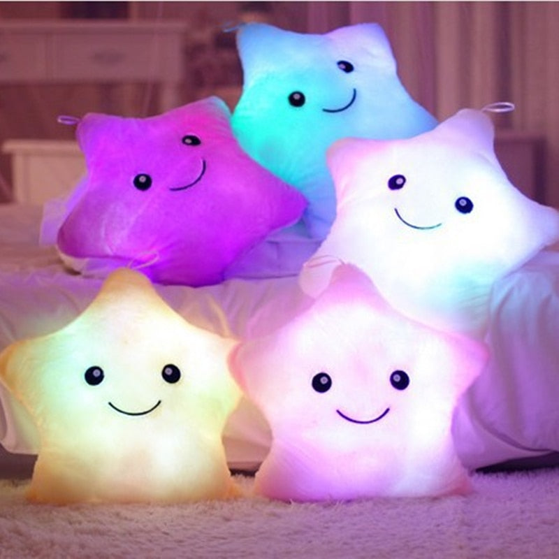 Luminous Pillow Star Shape Soft Cute Plush Stuffed Cushion Colorful Glowing Children Birthday Toy Gift Cartoon Doll Throw Pillow