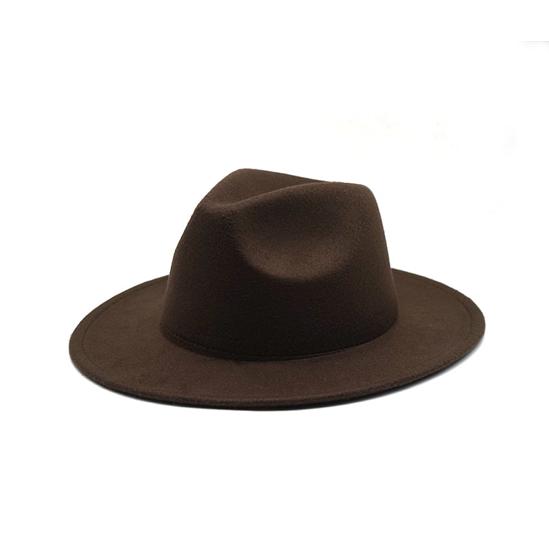 Autumn / Winter Felt Hat,  Fedora Big Brim Hats British Style, Vintage Hat Flat Brim, Jazz Hat