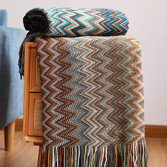 Bohemian Knitted Blankets Sofa Throw Blankets With Tassels Colorful Bedspread Nap Air Condition Blankets Nordic Home Decorative