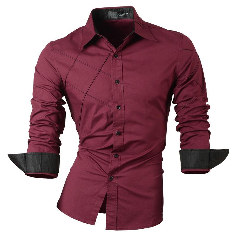 jeansian Features Shirts Casual Long Sleeve Casual Shirts Zipper Decoration (No Pockets) Z015