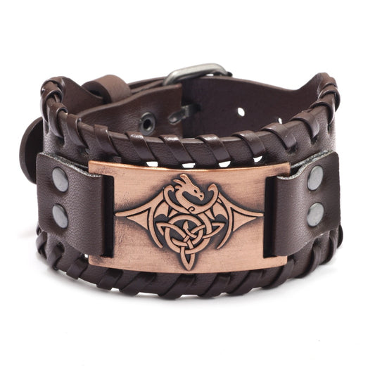 New Retro Wide Leather Nordic Rune of Odi Bracelet Bracelet Celtic Viking Jewelry Compass Bracelet Accessories Party Gifts