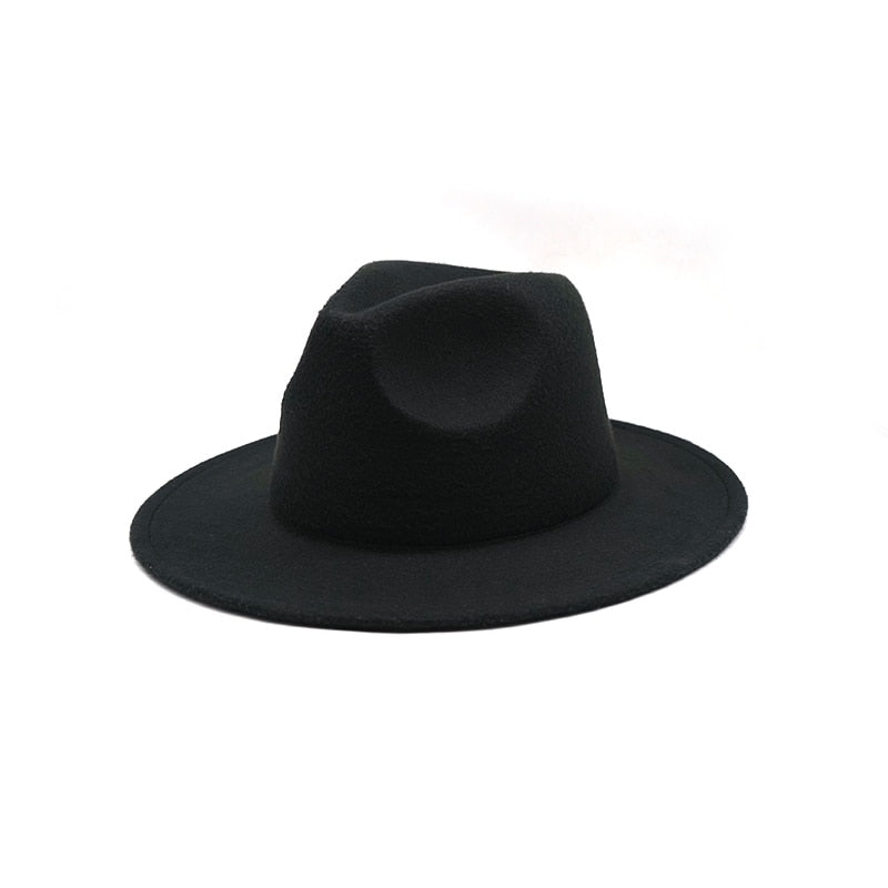 Autumn / Winter Felt Hat,  Fedora Big Brim Hats British Style, Vintage Hat Flat Brim, Jazz Hat