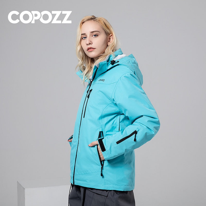 COPOZZ Ski Jacket  Snowboard Jacket Ski Coat  Winter Outdoor Warm Waterproof Windproof Breathable Clothes Hooded