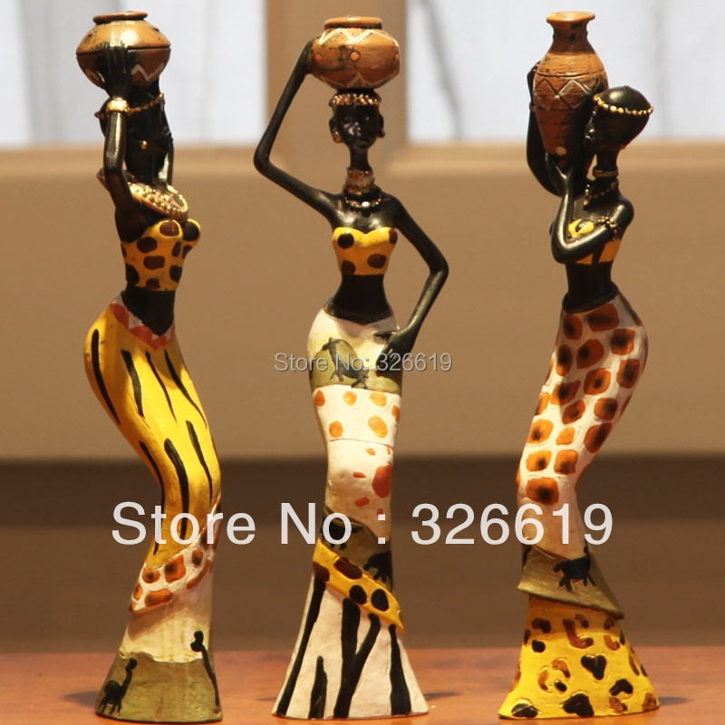 Resin folk art love 3 African girls home decor resin figurine folk art Home decoration love Africa figurine