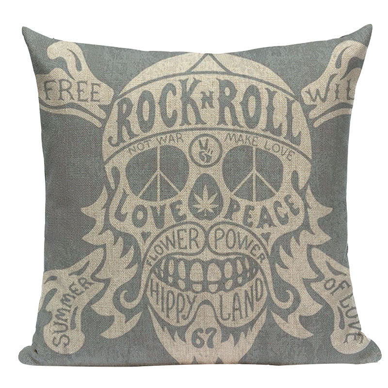 Black Pillowcase Halloween Skull custom Cushion Cover Linen Size 45X45 Printed Throw Pillows Decorative Cojines black