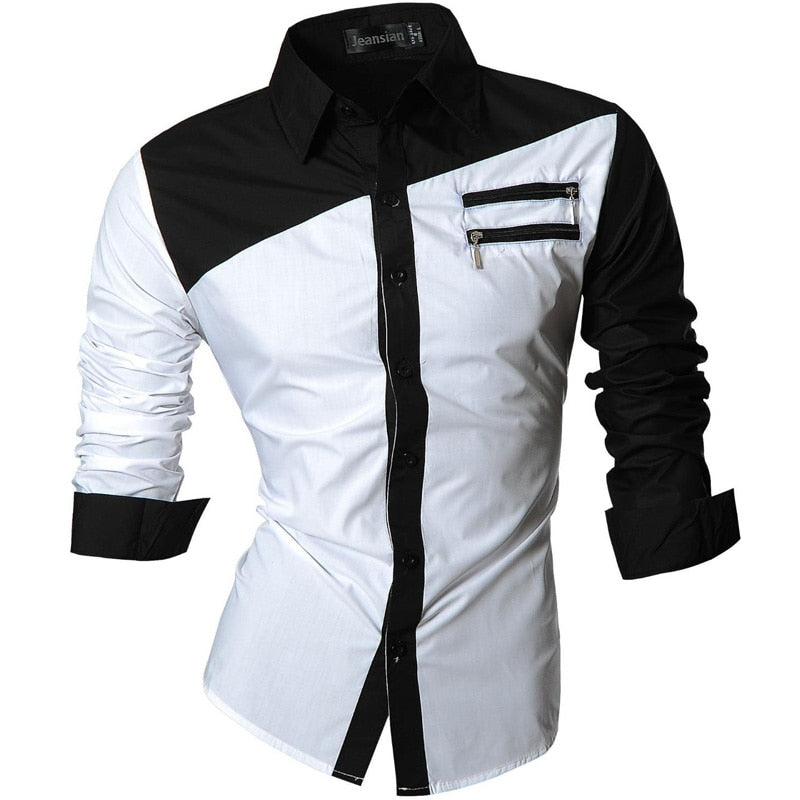 jeansian Features Shirts Casual Long Sleeve Casual Shirts Zipper Decoration (No Pockets) Z015