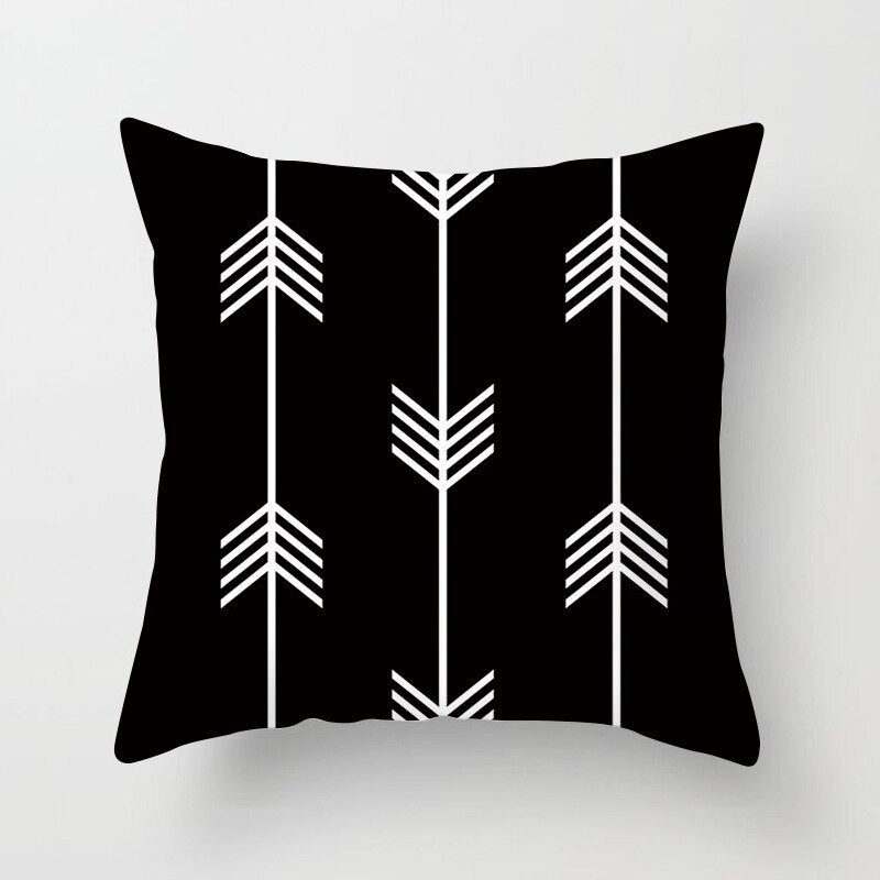 YWZN Black and White Geometric Decorative Pillowcases Polyester Throw Pillow Case Striped Geometric Pillowcase kussensloop