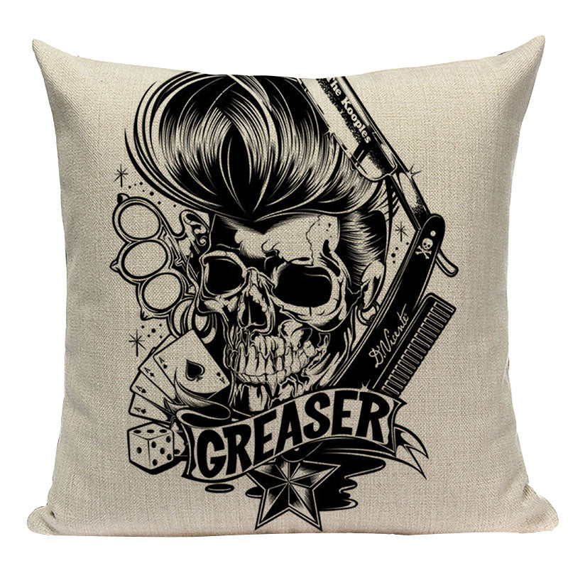 Black Pillowcase Halloween Skull custom Cushion Cover Linen Size 45X45 Printed Throw Pillows Decorative Cojines black