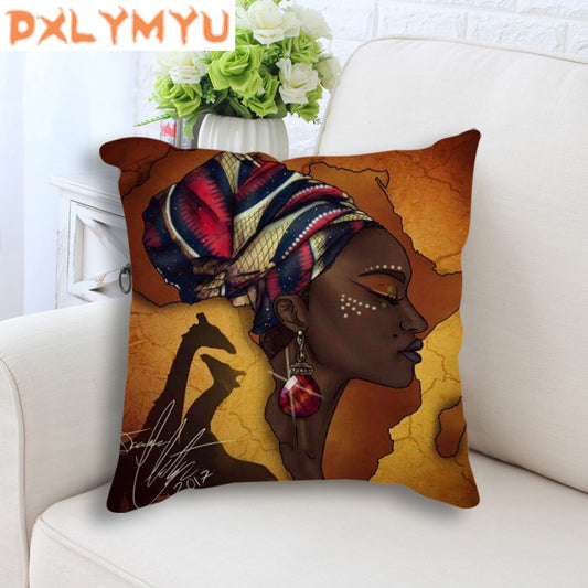 Decorative Cushion Colorful African Women Art Painting Decorative Sofa Throw Pillow Cotton Linen Cushion Sofa Car Home Decor