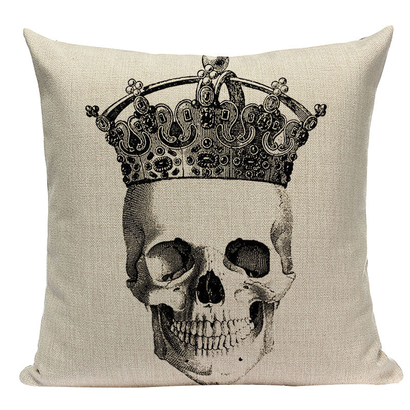 Black Pillowcase Halloween Skull custom Cushion Cover Linen Size 45X45 Printed Throw Pillows Decorative Cojines black