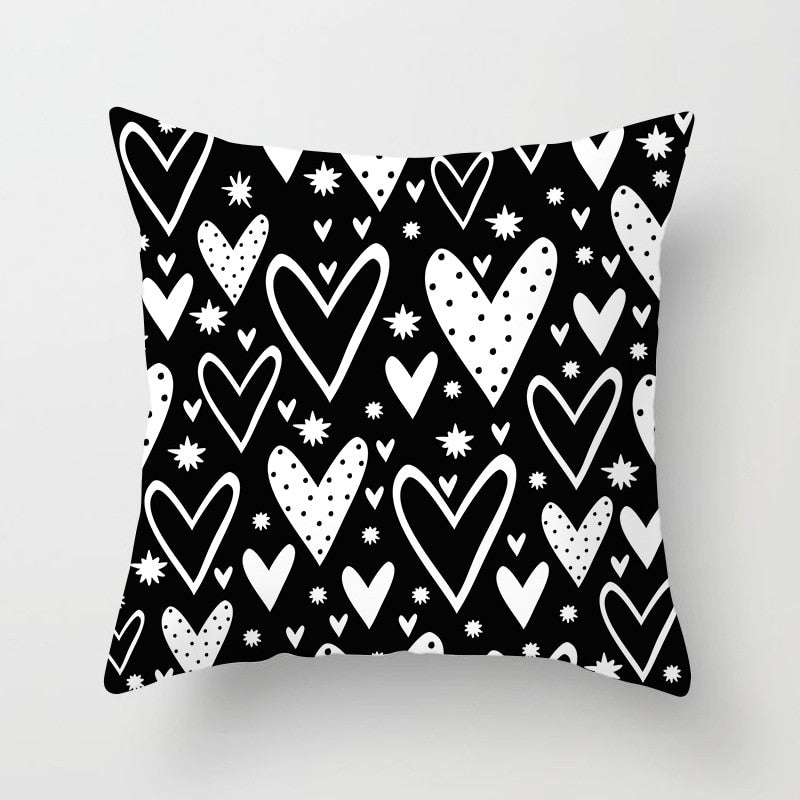 YWZN Black and White Geometric Decorative Pillowcases Polyester Throw Pillow Case Striped Geometric Pillowcase kussensloop