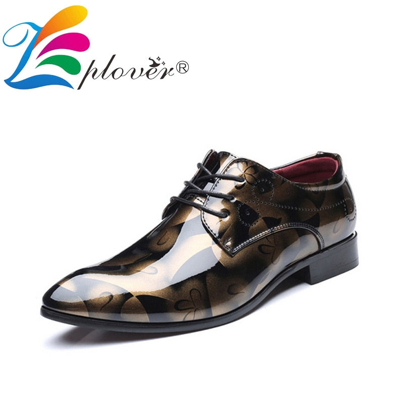 Pointed Toe Fashion Patent Leather Dress Shoes - Wedding Formal Shoes Luxury Brand Office Oxford Shoes Footwear