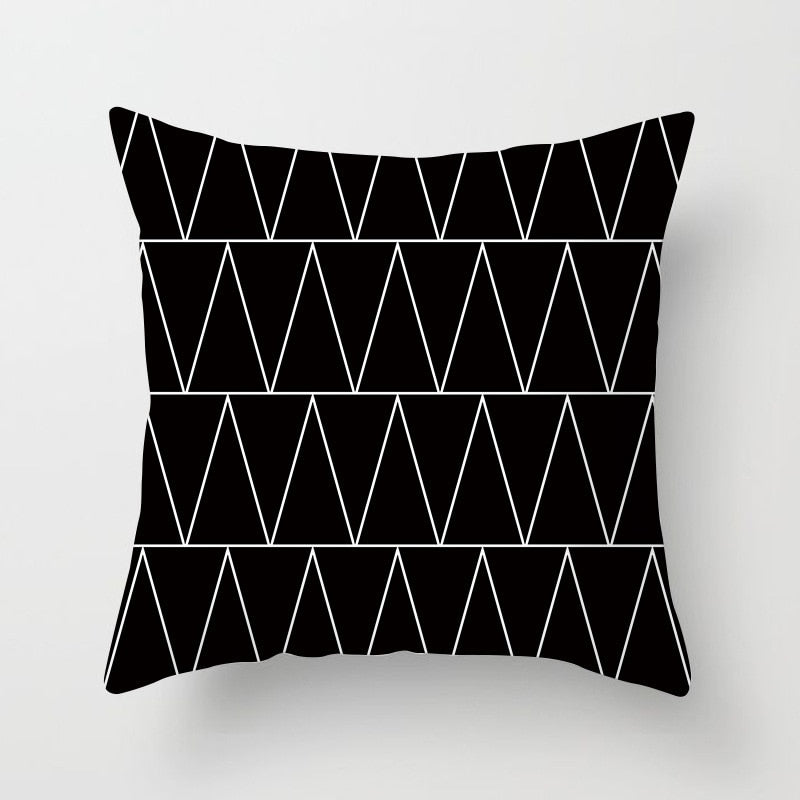 YWZN Black and White Geometric Decorative Pillowcases Polyester Throw Pillow Case Striped Geometric Pillowcase kussensloop