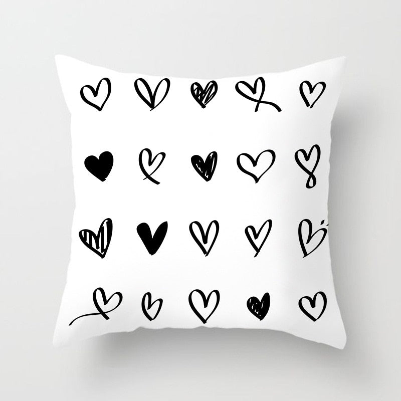 YWZN Black and White Geometric Decorative Pillowcases Polyester Throw Pillow Case Striped Geometric Pillowcase kussensloop