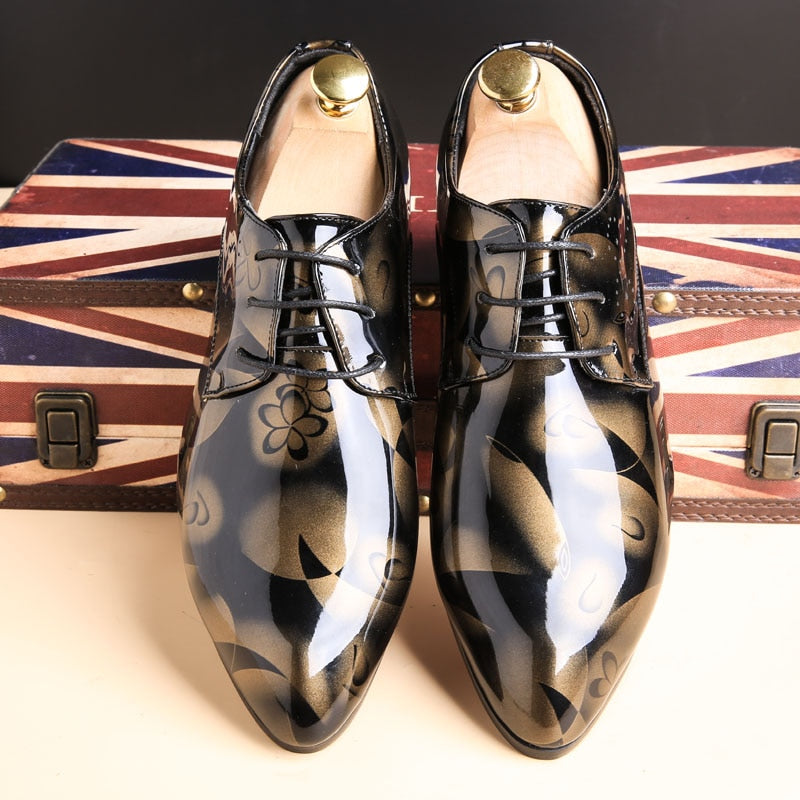 Pointed Toe Fashion Patent Leather Dress Shoes - Wedding Formal Shoes Luxury Brand Office Oxford Shoes Footwear