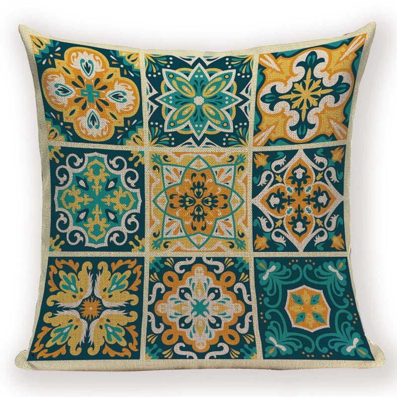 Boho Retro Pillow Case Abstract  Geometric Decoration Throw Pillows Square Cushion Cover Home Decoration Bed Sofa Cushions Cover