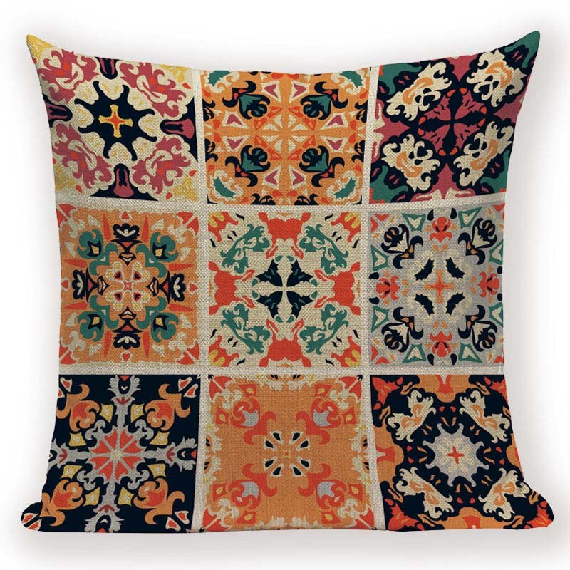 Boho Retro Pillow Case Abstract  Geometric Decoration Throw Pillows Square Cushion Cover Home Decoration Bed Sofa Cushions Cover