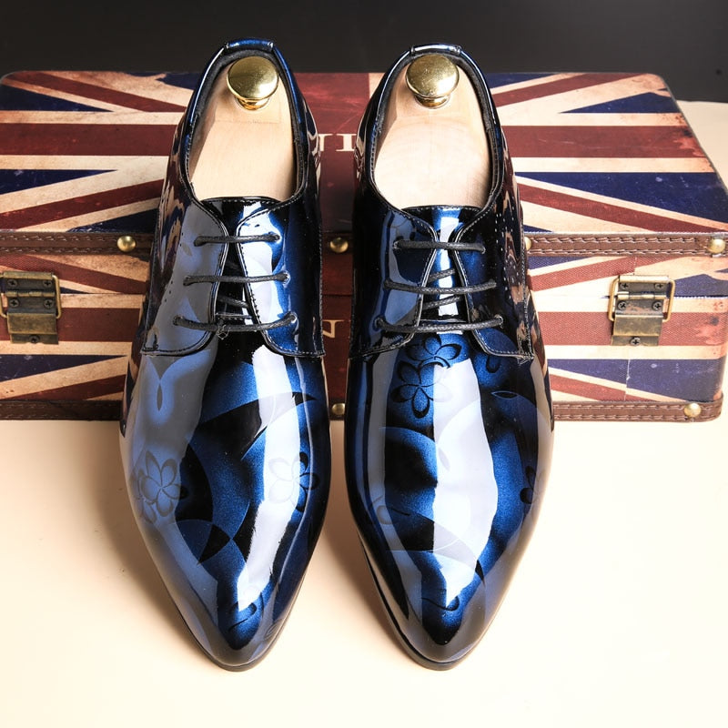 Pointed Toe Fashion Patent Leather Dress Shoes - Wedding Formal Shoes Luxury Brand Office Oxford Shoes Footwear