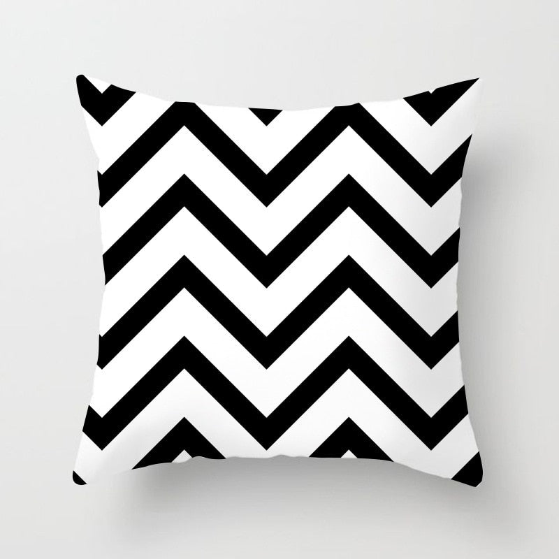 YWZN Black and White Geometric Decorative Pillowcases Polyester Throw Pillow Case Striped Geometric Pillowcase kussensloop