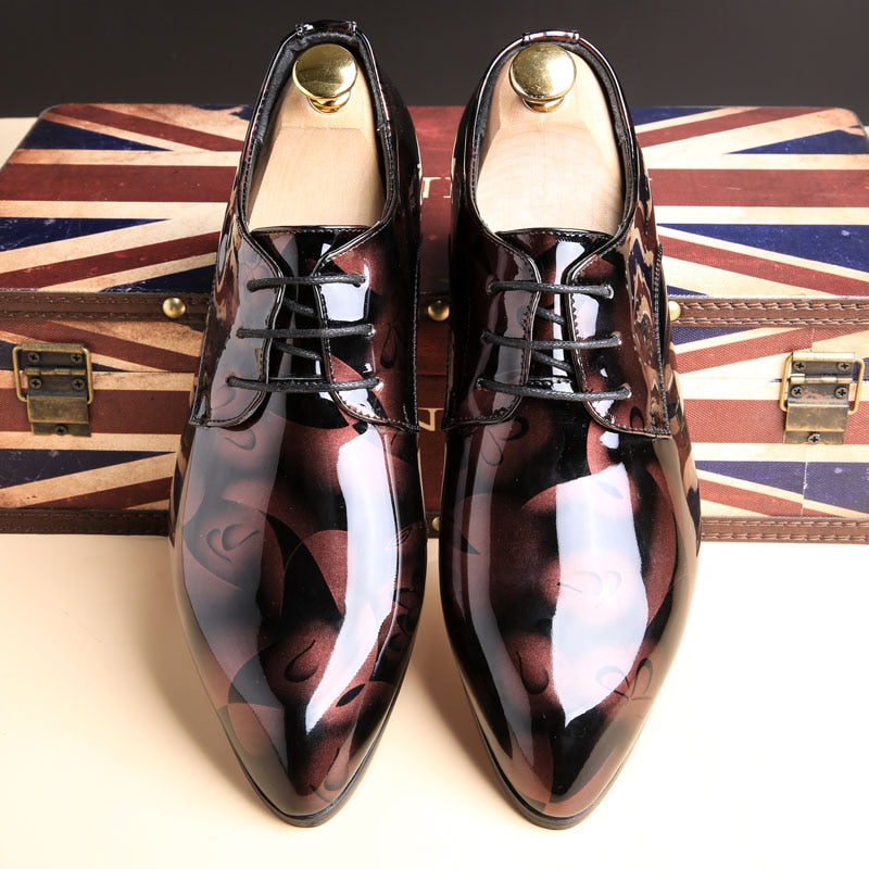 Pointed Toe Fashion Patent Leather Dress Shoes - Wedding Formal Shoes Luxury Brand Office Oxford Shoes Footwear