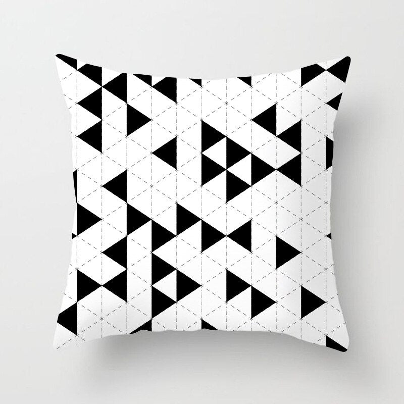 YWZN Black and White Geometric Decorative Pillowcases Polyester Throw Pillow Case Striped Geometric Pillowcase kussensloop