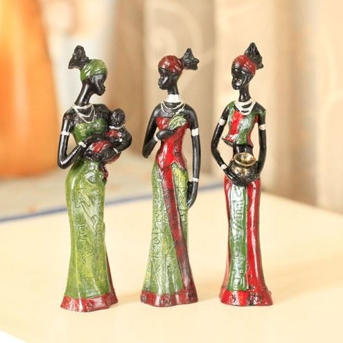 Resin folk art love 3 African girls home decor resin figurine folk art Home decoration love Africa figurine