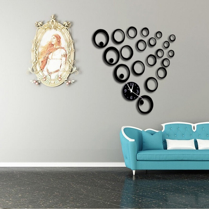 Wall Sticker Quartz Wall Clock Europe Design, Large Decorative Clocks 3d Diy Acrylic Mirror Living Room