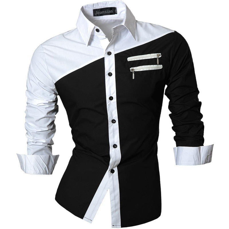 jeansian Features Shirts Casual Long Sleeve Casual Shirts Zipper Decoration (No Pockets) Z015