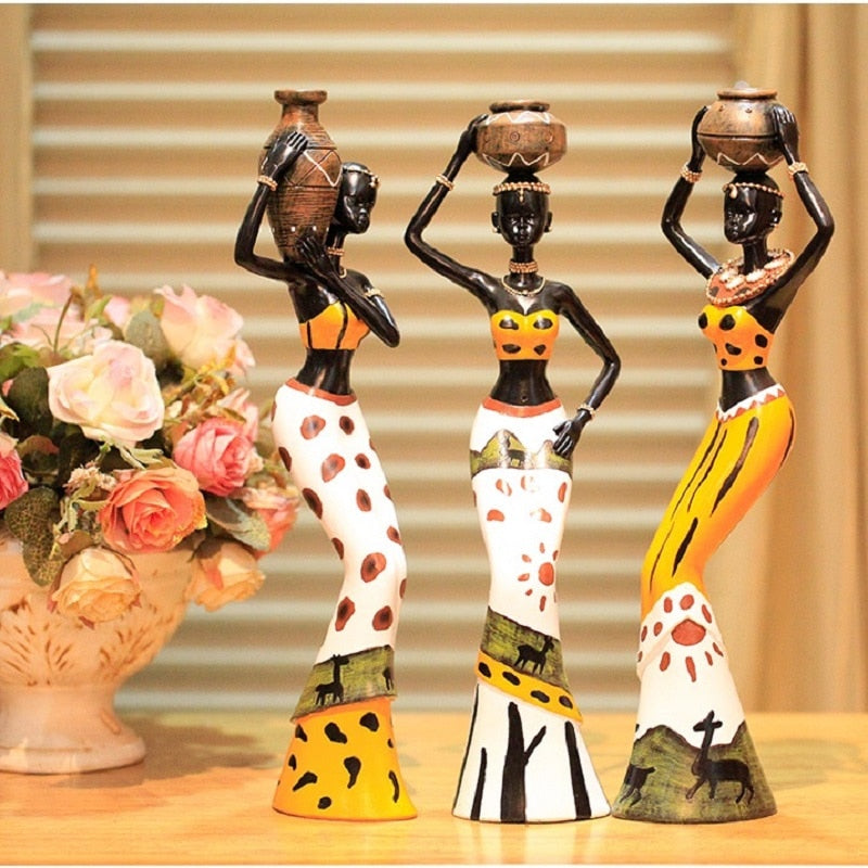 Resin folk art love 3 African girls home decor resin figurine folk art Home decoration love Africa figurine