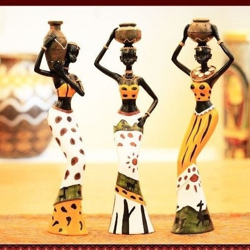 Resin folk art love 3 African girls home decor resin figurine folk art Home decoration love Africa figurine