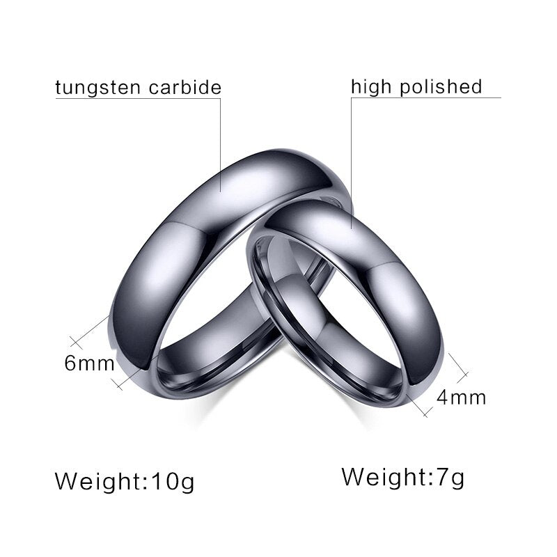 Meaeguet Classic Lover Tungsten Carbide Wedding Rings High Polished Solid Silver Color Rings For Engagement Jewelry