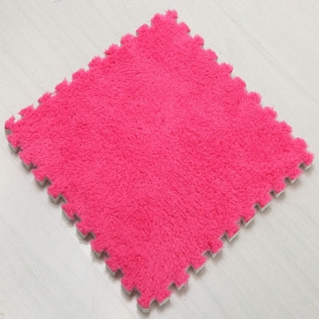 10/28 Pcs Foldable Carpets Living Room Plush Soft Climbing Cappet Rug Split Joint Bath Room Anti-skid Rugs Pink Shaggy Area Rug