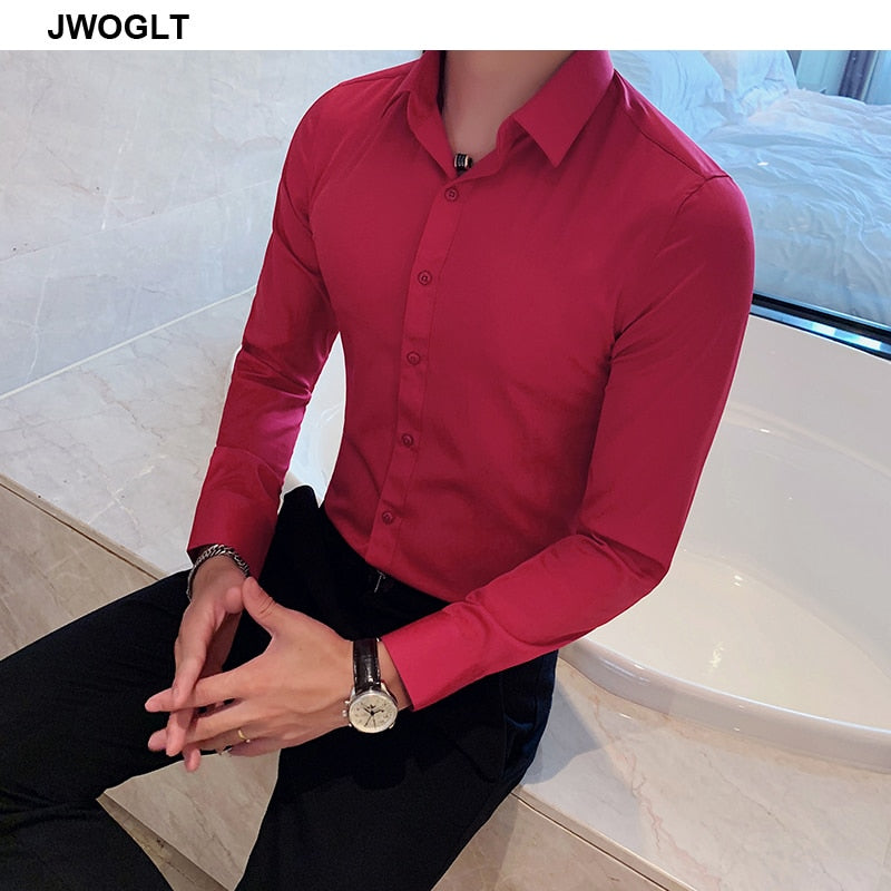 Shirt Long Sleeve Slim Fit Yellow Green White Casual Social Shirts