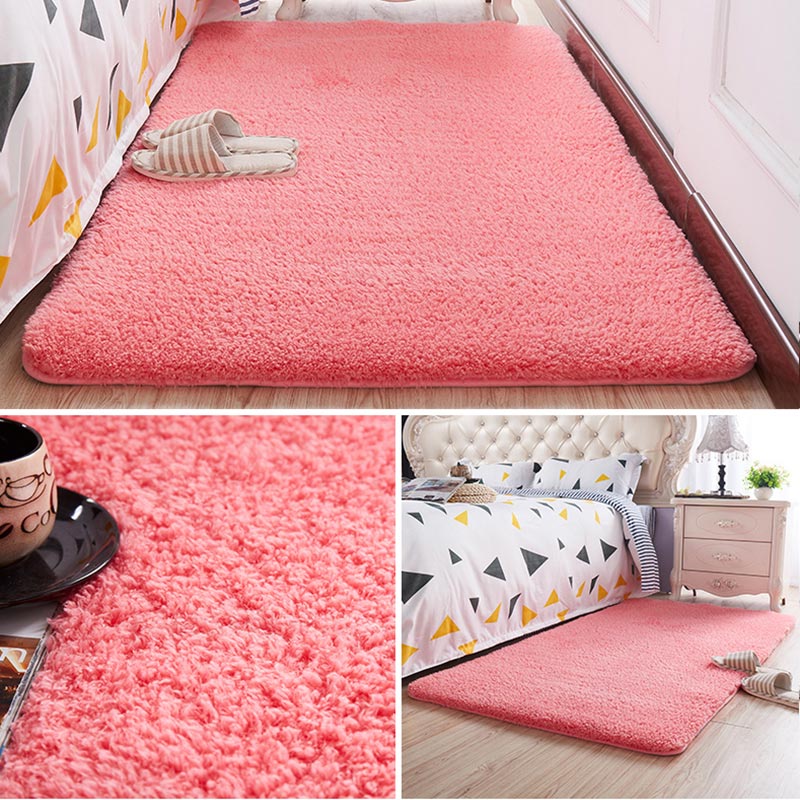 Nordic Fluffy Carpet For Bedroom Living Room Large Size Plush Anti-slip Soft  Door Mat White pink Red Children Rugs For Room